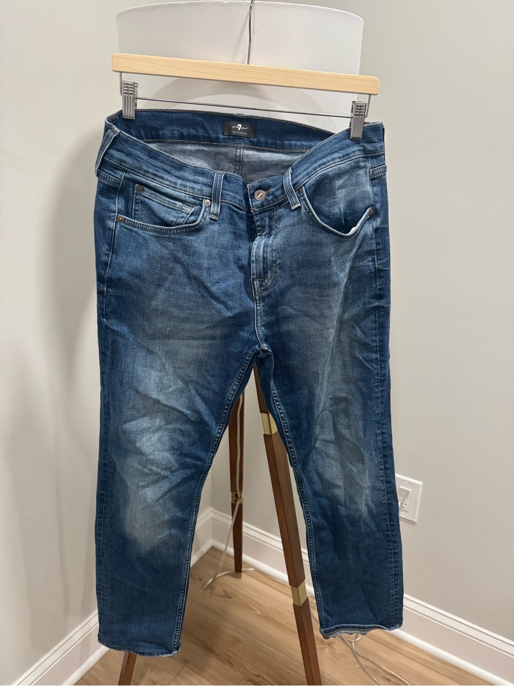 7 For All Mankind Men's Slim Straight Dark Blue Wash Jeans